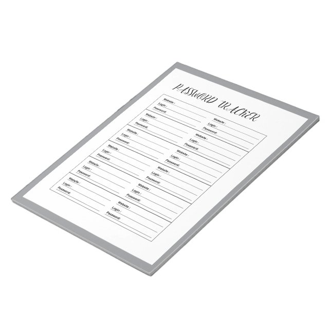 Minimalistisk lösenordsloggbok anteckningsblock (Vinklad)