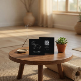 Minimalistisk Lotus Hand Meditation Instruktör QR Fyrkantigt Visitkort