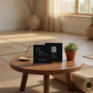 Minimalistisk Lotus Hand Meditation Instruktör QR Fyrkantigt Visitkort