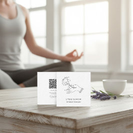 Minimalistisk Lotus Hand Meditations Instruktör QR Fyrkantigt Visitkort