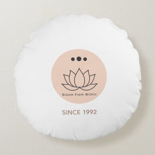 Minimalistisk Lotusblomma Personlig Zen Kudd Rund Kudde (Framsidan)