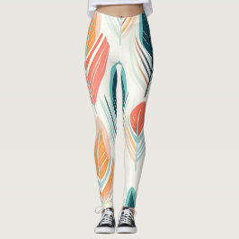 Minimalistisk Löv Ikat-design Leggings