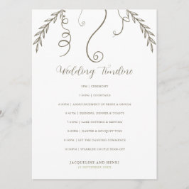 Minimalistisk Löv och vinjetter i Bröllop-tidslinj Program