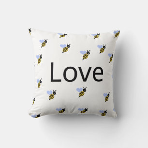 Minimalistisk "Love & Bees" Kastkudde – Romantisk Kudde