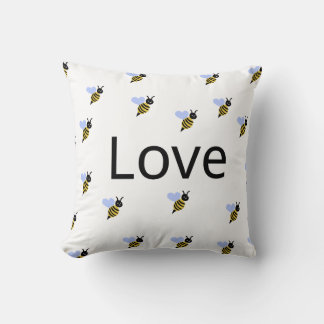 Minimalistisk "Love & Bees" Kastkudde – Romantisk Kudde