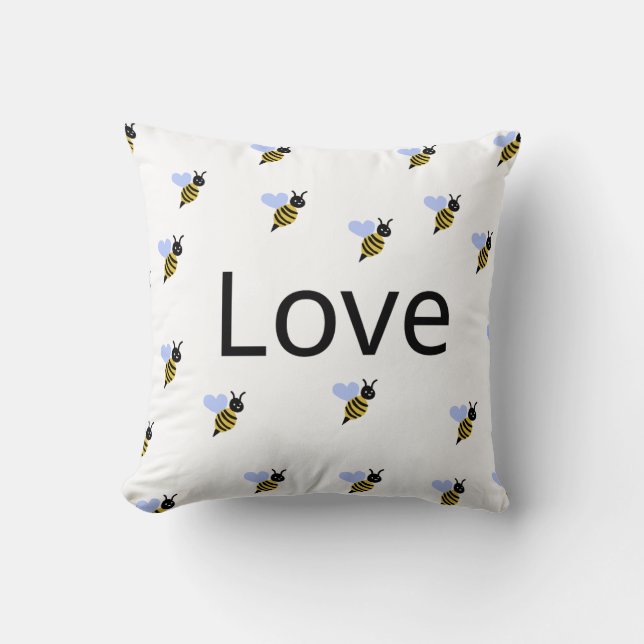 Minimalistisk "Love & Bees" Kudd - Romantisk  Kudde (Framsida)