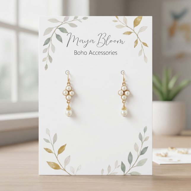 Minimalistisk Lövverk Anpassad Örhänge Visningskor Visitkort (Earrings With Foliage)