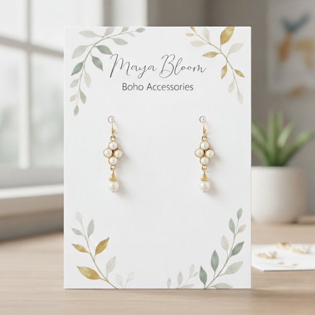 Minimalistisk Lövverk Anpassad Örhänge Visningskor Visitkort (Earrings With Foliage)