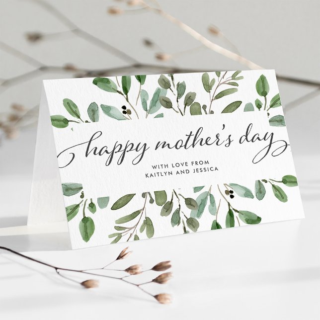 Minimalistisk lövverk | Glad mors dag Kort (Skapare uppladdad)