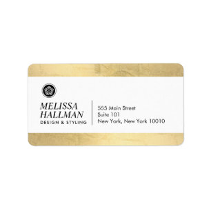 Minimalistisk Luxe Blommigt Logotyp Designer Faux  Adressetikett