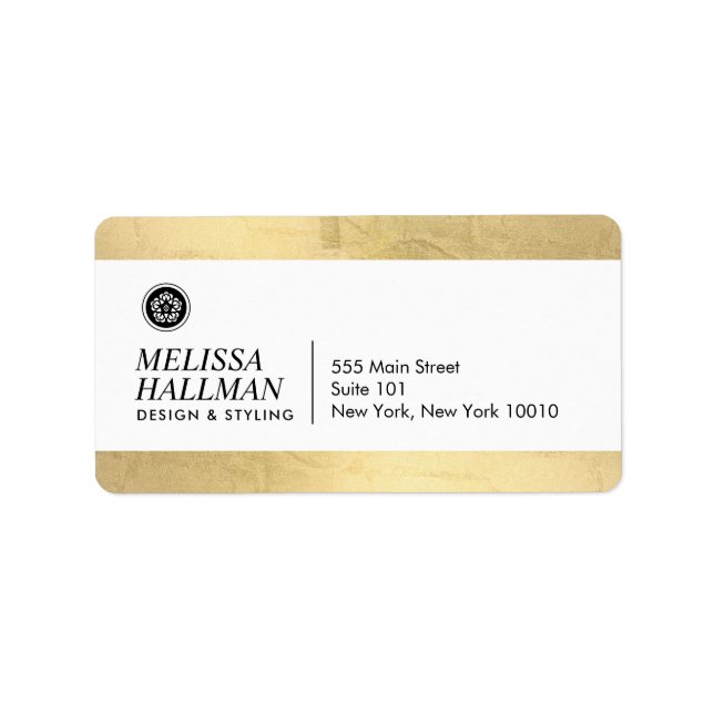 Minimalistisk Luxe Blommigt Logotyp Designer Faux  Adressetikett (Framsidan)