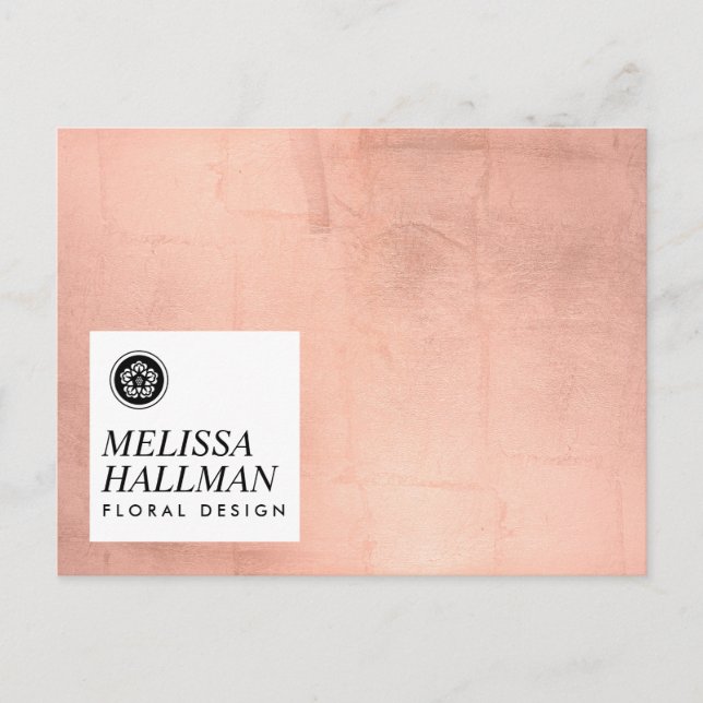 Minimalistisk Luxe-Blommigt Logotyp Ro Guld Vykort (Framsida)
