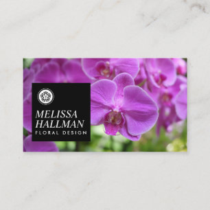 Minimalistisk Luxe-Logotyp med Lila Orchids Visitkort