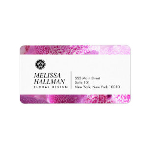 Minimalistisk Luxe-Logotyp med Rosa Orchids Adressetikett