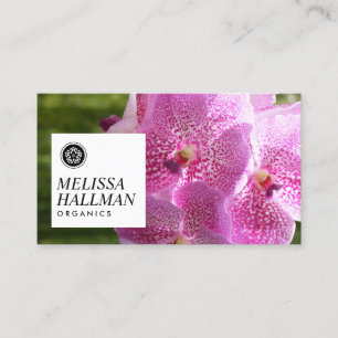 Minimalistisk Luxe-Logotyp med Rosa Orchids Visitkort
