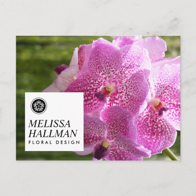 Minimalistisk Luxe-Logotyp med Rosa Orchids Vykort (Framsida)