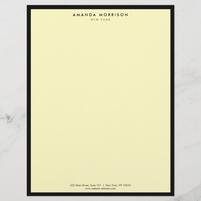 Minimalistisk luxury Boutique Black/Gult Brevhuvud (Framsida)