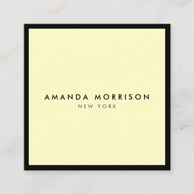 Minimalistisk luxury Boutique Black/Gult Fyrkantigt Visitkort (Framsida)