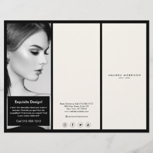 Minimalistisk Luxury Boutique Black/Ivory Brochure Reklamblad