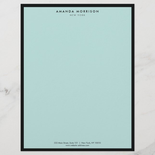 Minimalistisk luxury Boutique Black/Mint Brevhuvud (Framsida)