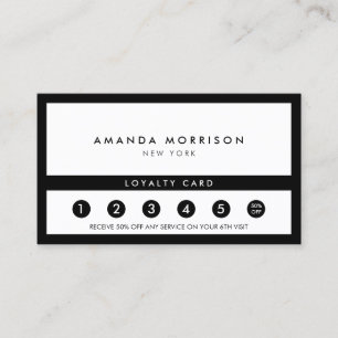Minimalistisk luxury Boutique Black/White Loyalty Visitkort