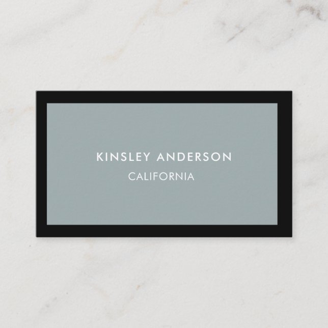 Minimalistisk luxury Boutique Dusty Blue & Black Visitkort (Framsida)