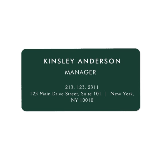 Minimalistisk Luxury Boutique Emerald Grönt Adressetikett (Framsidan)