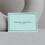 Minimalistisk luxury Boutique Mint/Black Visitkort<br><div class="desc">En elegant och förfinad design höjer ditt namn eller ditt företag namn genom minimal och modern formatering. Den tunna svarta gräns är jordad med en mint blue/grönt-bakgrund till ge som lyxkänsla för den här klassiska affärskortet. © 1201AM-KREATIV</div>
