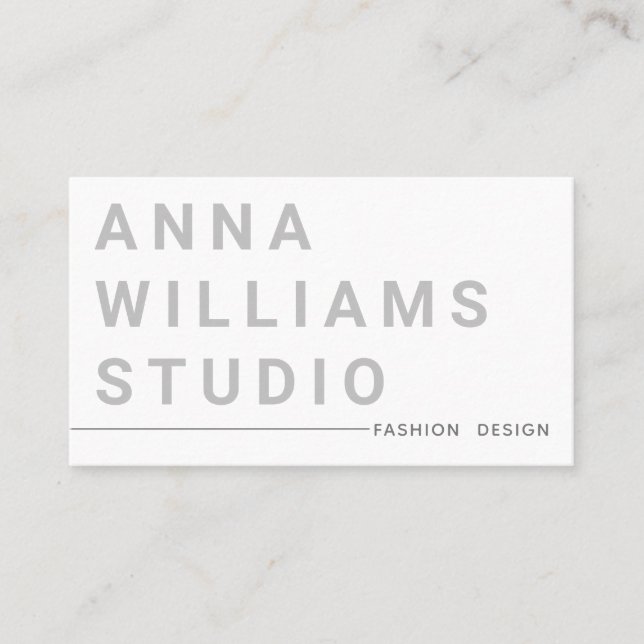 Minimalistisk Luxury Boutique Mode Designer Grått Visitkort (Framsida)