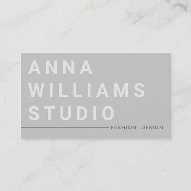 Minimalistisk Luxury Boutique Mode Designer Grått Visitkort (Framsida)