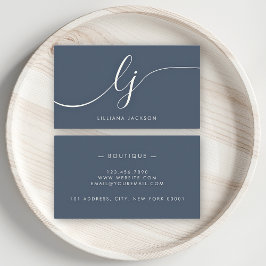 Minimalistisk Luxury Boutique Navy Blue Ivory Eleg Visitkort