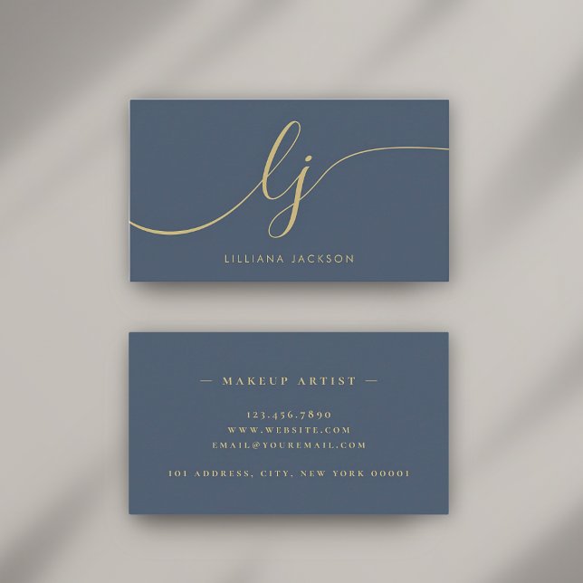 Minimalistisk Luxury Boutique Navy Blue Ivory Eleg Visitkort (Skapare uppladdad)