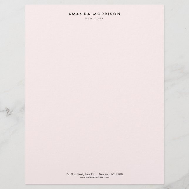 Minimalistisk Luxury Boutique Pastel Rosa Brevhuvud (Framsida)