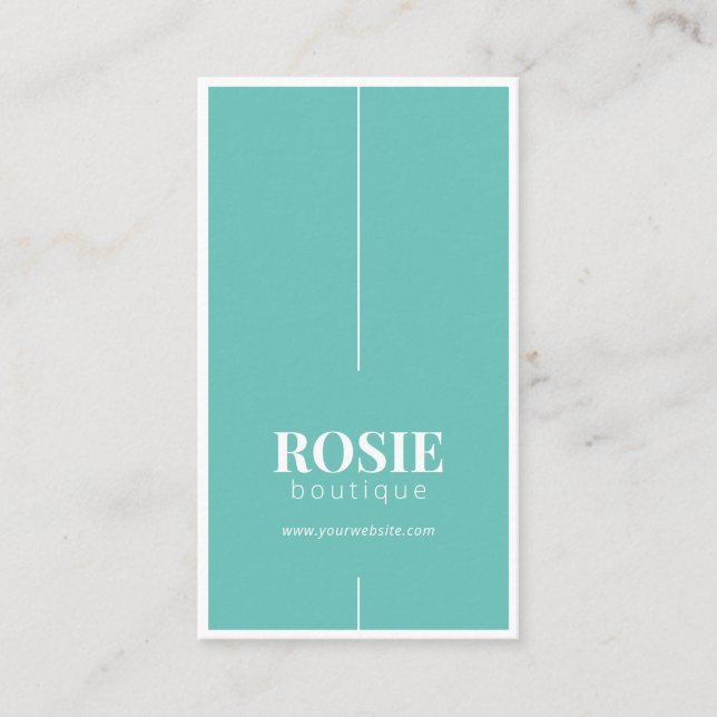 Minimalistisk Luxury Boutique Teal/White Visitkort (Framsida)