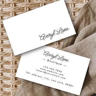 Minimalistisk Luxury Boutique White-skript för Ele Visitkort