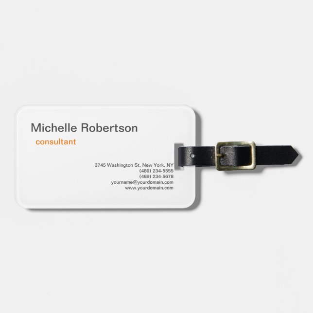 Minimalistisk Luxury Premium Linen Black White Pla Bagagebricka (Horisontell Framsida)