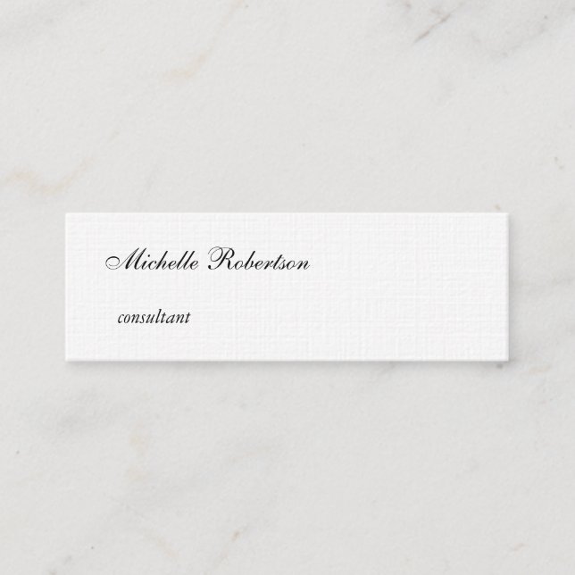 Minimalistisk Luxury Premium Linen Black White Pla Mini Visitkort (Framsida)
