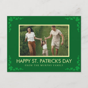 Minimalistisk lycklig klöver St. Patricks dag Foto Helg Vykort