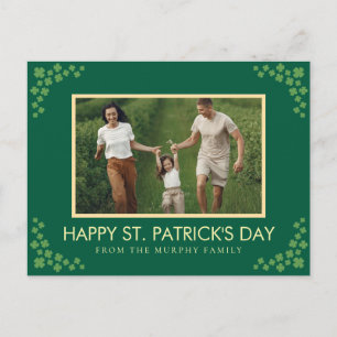 Minimalistisk lycklig klöver St. Patricks dag Foto Helg Vykort