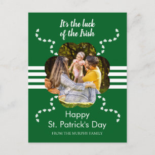 Minimalistisk lycklig klöver St. Patricks dag Foto Helg Vykort