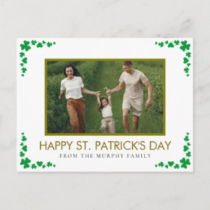 Minimalistisk lycklig klöver St. Patricks dag Foto Helg Vykort