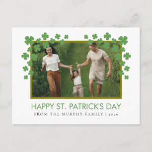 Minimalistisk lycklig klöver St. Patricks dag Foto Helg Vykort