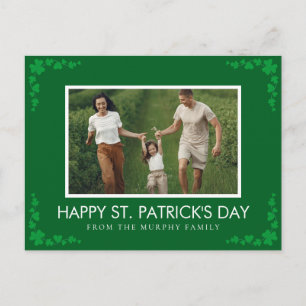 Minimalistisk lycklig klöver St. Patricks dag Foto Helg Vykort