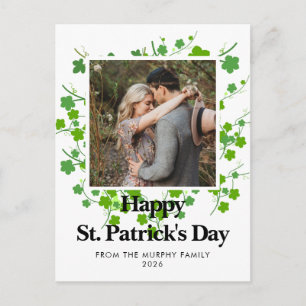 Minimalistisk lycklig klöver St. Patricks dag Foto Helg Vykort