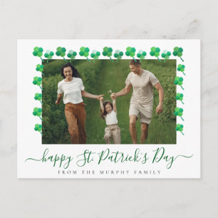 Minimalistisk lycklig klöver St. Patricks dag Foto Helg Vykort