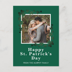 Minimalistisk lycklig klöver St. Patricks dag Foto Helg Vykort