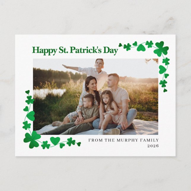 Minimalistisk lycklig klöver st. Patricks dag foto Helg Vykort (Framsida)