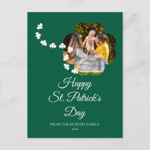 Minimalistisk lycklig klöver St. Patricks dag Foto Helg Vykort