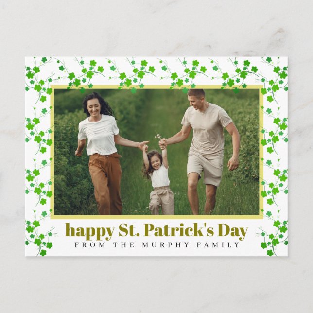 Minimalistisk lycklig klöver st. Patricks dag Foto Helg Vykort (Framsida)