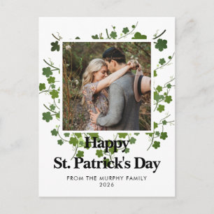Minimalistisk lycklig klöver St. Patricks dag Foto Helg Vykort